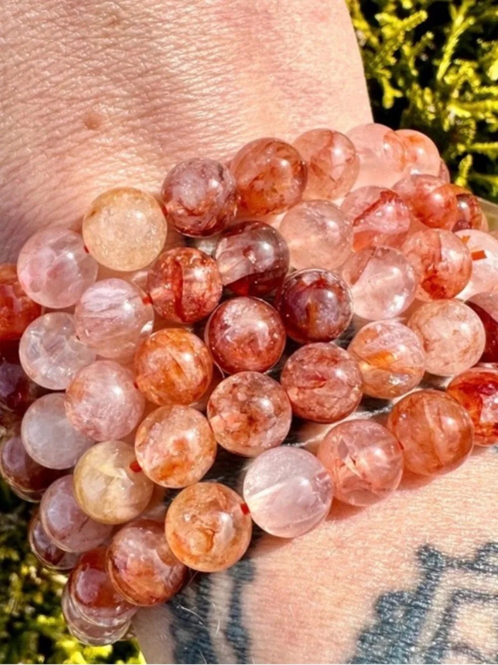 Beautiful Natural Fire Quartz 7mm-8mm Beaded Bracelet